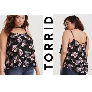 Torrid Floral Black and Purple Women's Top